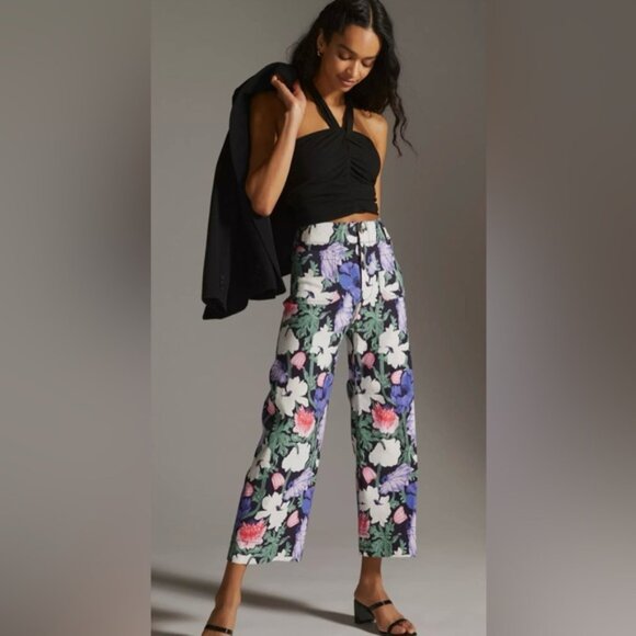 ANTHROPOLOGIE Cecilia Pettersson The Colette Cropped Pants Floral Size 28 - Picture 2 of 14
